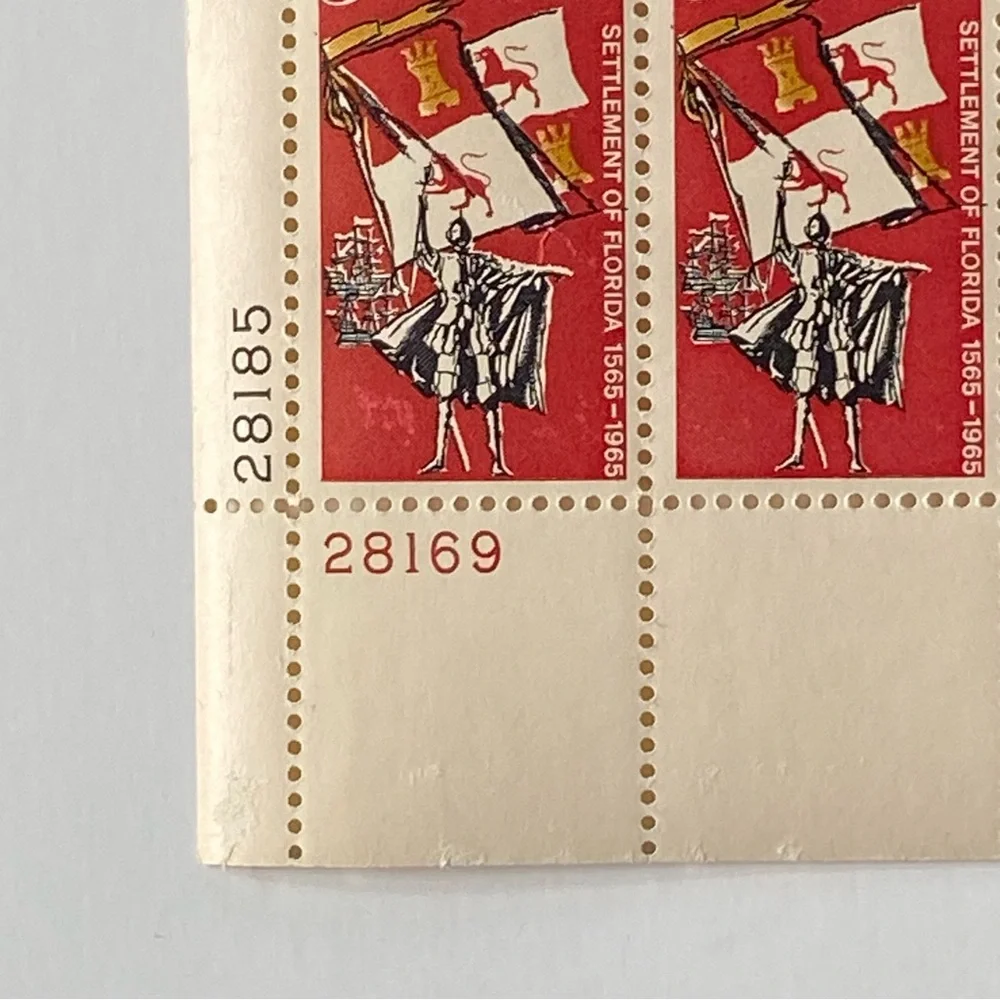 Florida Settlement Sheet Stamps #1271 1965 Red Ship 5 Cents Vintage